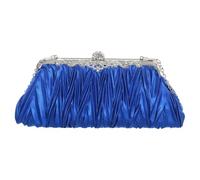 HOMOCONO Clutch Bag 6 and 23 Inches Satin Royal Blue with Two Detachable Chains Smooth Texture Convertible from Handbag to Cross-body Evening Purse for Weekend or Wedding