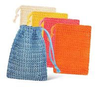 HOMOCONO Cotton Linen Soap Bags 10pcs Multi-Color Exfoliating Mesh Soap Pouches Drawstring for Shower Bath Bathroom Accessories