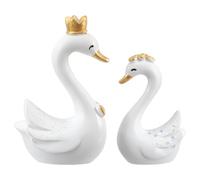 HOMOCONO Couple Swan Resin Figurines 2Pcs White Mini Swans 5.7Cm 4.3Cm Car Ornament Wedding Birthday Party Decoration