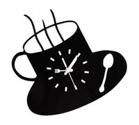 HOMOCONO Creative Acrylic Wall Hanging Clock for Living Room and Bedroom, Stylish Black Silent Wall Clock Fine Workmanship, Modern Home Decor Coffee-looking Shape