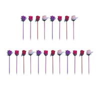 HOMOCONO Creative Stylish Silk Cloth Material Rose Shape 20pcs Ballpoint Pens Smooth Writing Random Color Office Stationery for Work and Study