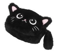 HOMOCONO Cute Cat Cartoon Coin Purse Plush Wallet with Zipper, Portable Polyester Makeup and Stationery Bag and Students, for Travel and School Use, Proper Capacity Design