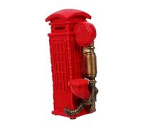 HOMOCONO Decorative Piece Unique Photo Prop Resin Red Vintage Telephone Booth and Retro Phone Decor with Rotary Dial, Retro Classic Design for Home, Offices, and Star-Rated Hotels