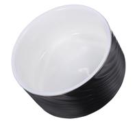 HOMOCONO Desk Organizer round Small Stationery Essentials Ceramic Paperclip Dish with Gold Trim Black Elegant Compartmentalized Holder and Paper Clips for Office and Work Area
