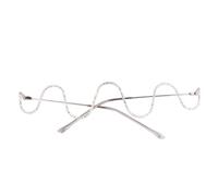 HOMOCONO Diamond Inlaid Half Rim Metal Spectacle Frame Silver