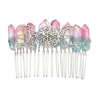 HOMOCONO DIY Handmade Hair Comb for Women Three-moon Pattern, Zinc Alloy and Crystal Material, Convenient to Wear, Lasting Gloss, Hair Accessory for Brides and Daily Use