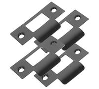 HOMOCONO Door Lock Guide Plates 4Pcs Black Nickel Strike Plate Flat 2.76X1.57X0.31In Suitable for Door Latch Catch and Lock Repair Projects