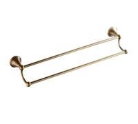 HOMOCONO Double Rod Towel Storage Shelf 55Cm Antique Brass Wall-Mounted Bathroom Rack with Pendant Hardware for Bedroom and Balcony