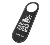 HOMOCONO Double Sided Leather Door Hanger Sign Please Don't Disturb and Please Clean up Room with Stitched Edge, Unbreakable Practical Hotel Door Sign for Company Lounges and Other Places