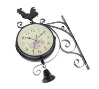 HOMOCONO Double Sided Wall Clock with Silent Movement and Sturdy Iron Frame, Glass Face, Unique European Style for Bedroom and Club Decoration, Modern and Traditional Combination, Home