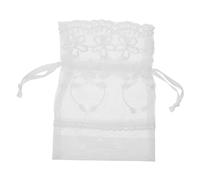 HOMOCONO Drawstring Jewelry Pouch Bag Easy to Take and Convenient to Carry White Made of Polyester Mesh with Five-petal Flower Lace Design, Lightweight and Compact Size for Birthdays