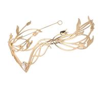 HOMOCONO Elegant Bridal Wedding Headband for Bride with Golden Alloy Leaf and Dazzling Rhinestone Craftsmanship, Vintage Romantic Hair Accessories for Parties and Events