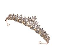 HOMOCONO Elegant Rhinestone Tiara Leaf Bridal Crown Zinc Alloy Headpiece for Wedding and Thanksgiving, Simple Classic Design and Brides