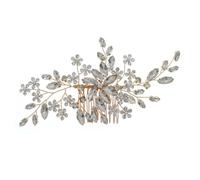 HOMOCONO Elegant Wedding Hair Accessories Featuring a Delicate Golden Zinc Alloy and Rhinestone Side Comb Designed to Hold Hair Tightly without Pulling, for Brides, Bridesmaids,