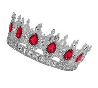 HOMOCONO Elegant Wedding Prom Crown for Bride Women, Silver Zinc Alloy Rhinestone Headpiece with Chic Baroque Design, Unique Large round Bridal Tiara Hair Accessory