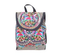 HOMOCONO Ethnic Style Embroidered Canvas Backpack for School Bag | Fashion Storage Pack, Small Elegant Design, Shopping Use, Girl Shoulder Bag, Ladies Backpack
