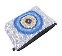 HOMOCONO Evil Eye Bag Portable Cosmetic Bag Large Capacity with Creative Printing Design Easy to Carry Stylish Travel Toiletry Organizer for Female Friends Weekend Getaway