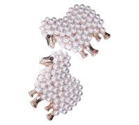 HOMOCONO Fashion Faux Pearl Brooch 2PCS Sheep Shaped Pins, Unique Zinc Alloy and Plastic Brooches for Women, Great for Clothes and Backpacks