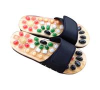 HOMOCONO Foot Acupoint Massage Slippers Black Size 37-38 with Natural Jade Cobblestone Design, Pu and Eva Material, Professional Foot Massage Relief for Plantar Fasciitis, for Family