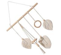 HOMOCONO Hair and Macrame in Bohemian Bow Holder Hanging Clips Wood Or Organizer Beige Cotton Displaying Accessories Storage for Bedroom Apartment