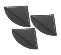 HOMOCONO Handmade PU Corner Bookmarks 3Pcs Black Triangle Fan Page Markers, Portable Book Clips for Student Engagement and Reading Study