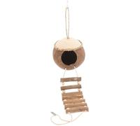 HOMOCONO Hanging Birdcage Coir Bird Roost Bird Ladder with Ladders, Metal Hook, Wood, Hanging, Quick Attachment, for Canaries and Soldier Crabs