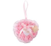 HOMOCONO Heart-shaped Pink Jewelry Ring Box with Rhinestone Adornment, Foam and Plastic Material, Elegant Wedding Ring Storage Case for Romantic Wedding Supplies