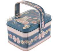 HOMOCONO Holiday Tinplate Candy Container with Handle Portable Small Cookie and Storage Box Multipurpose Biscuit Tin for Christmas and Party Favors