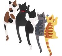 HOMOCONO Hooks Cartoon Style Cat-Shaped 5pcs with PVC and Material, Space-Saving Design Refrigerator Hooks Flexible Use for Bathroom and Office
