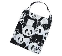HOMOCONO Large Capacity Canvas Tote Bag with Adorable Panda Pattern Washable Reusable Grocery Shopping Bag Magnetic Buckle Closure for Gym Beach Laptop and Daily Use