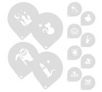 HOMOCONO Latte Art Stencils Halloween Cake Decoration Tools, 12Pcs Reusable Pumpkin Bat Witch Hat Coffee and Cookie Baking Templates