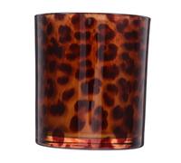 HOMOCONO Leopard Print Glass Candle Holder Cup Stylish Decorative Container for Home Living Room and Kitchen for Weddings Date Nights and Romantic Dinners Design
