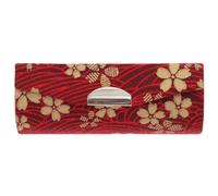 HOMOCONO Lipstick Holder Red Cloth Japanese Style Single with Mirror Mini Lipstick Organizer Case Elegant Convenient for Daily Carry and Travel Purse
