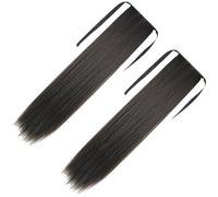 HOMOCONO Long Straight Ponytail Hair Piece 2pcs Synthetic Extensions with Smooth Texture for and Women