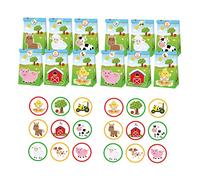 HOMOCONO Lovely Animal Print Farm Themed Candy Storage Bags with Stickers Goodie Treat Bags for Birthday Parties Farm Celebrations Wrapping