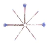 HOMOCONO Makeup Brush Set 7Pcs Powder Applicator and Eye Tool Brush with Glitter Handles Soft Nylon Bristles for Portable Makeup and-The-Go Application