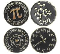 HOMOCONO Math Science Symbol Brooches 4pcs Classic Simple Alloy Decorative Lapel Pins for Handbags Jackets Sharing with Family Or Friends Black round Design