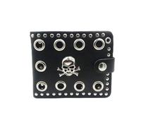 HOMOCONO Men's Lightweight Pu Leather Skull Wallet with Gothic Cross Design, Multi-Function Punk Purse Suitable for Everyday Use, Stylish and Sturdy Men's Wallet