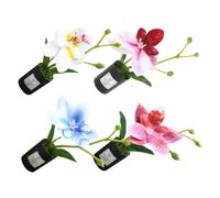 HOMOCONO Mini Faux Butterfly Orchid Bonsai 4Pcs Set with Realistic Texture in Tiny Pots Suitable for Micro Landscape and Home Desk Decoration