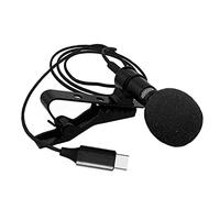 HOMOCONO Mini Lavalier Microphone Clip Type-c Condenser Mic for Smartphone Recording Streaming Podcast Black
