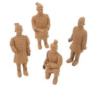 HOMOCONO Miniature Terracotta Warriors Sculpture 4Pcs Pack for Bookshelf and Garden Ornament Ancient Chinese Soldier Statues