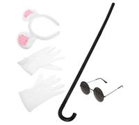 HOMOCONO Mouse Adult Theme for Accessories Featuring Mouse Ears Headband and , Light-colored Gloves , Sunglasses Blind Cane Comfortable for Halloween Universal Cosplay