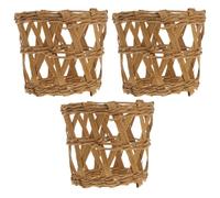 HOMOCONO Multi-Function Cup Cover 3Pcs Straw Woven Glass Sleeves for Hot Drink Insulation and Home Vase Protection