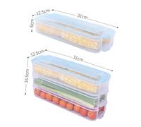 HOMOCONO Multi Layer Plastic Crisper Food Storage Container with Lid Rectangular Refrigerator Color 3 Containers + 1 Lid Ideal for Meal Prep and Kitchen Organization