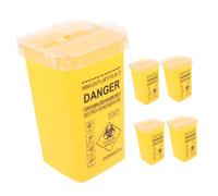 HOMOCONO Multi-use Sharps Disposal Box 5pcs Yellow Plastic Container with Secure Lid for Travel and Salon Needle Waste Collection and Safe Disposal