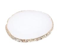 HOMOCONO Nail Mixing Palette Resin Manicure Paint Tray White Crystal Agate round Edge Nail Art Display Board for Gel Paints and Salon Use