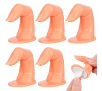 HOMOCONO Nail Practice Fingers Khaki for Manicure Training, Portable 5pcs PP Material False Fingers and Nail Art Training at Home or Salon, for Beginners and Salon Artists Beginners
