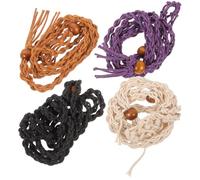 HOMOCONO Necklace Cords and Wood Material, Sturdy and Not Easy to Break 4pcs Adjustable Retro Braided Stone Holder, Skin-friendly Wax Rope for DIY Jewelry Making, for Crafting Stone