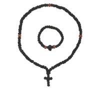 HOMOCONO Orthodox Christian Prayer Rope Set Adjustable Polyester Cord 2pcs with 100 Knots and 33 Knots, Hand-woven Wooden Bead Cross Pendant for Spiritual Protection and Silent Meditation