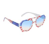 HOMOCONO Patriotic Usa Flag Sunglasses with Irregular Shape and Square Patterned Frame, Comfortable PC Material Eyewear Enhancing Stability, for 4th of July and Independence Day